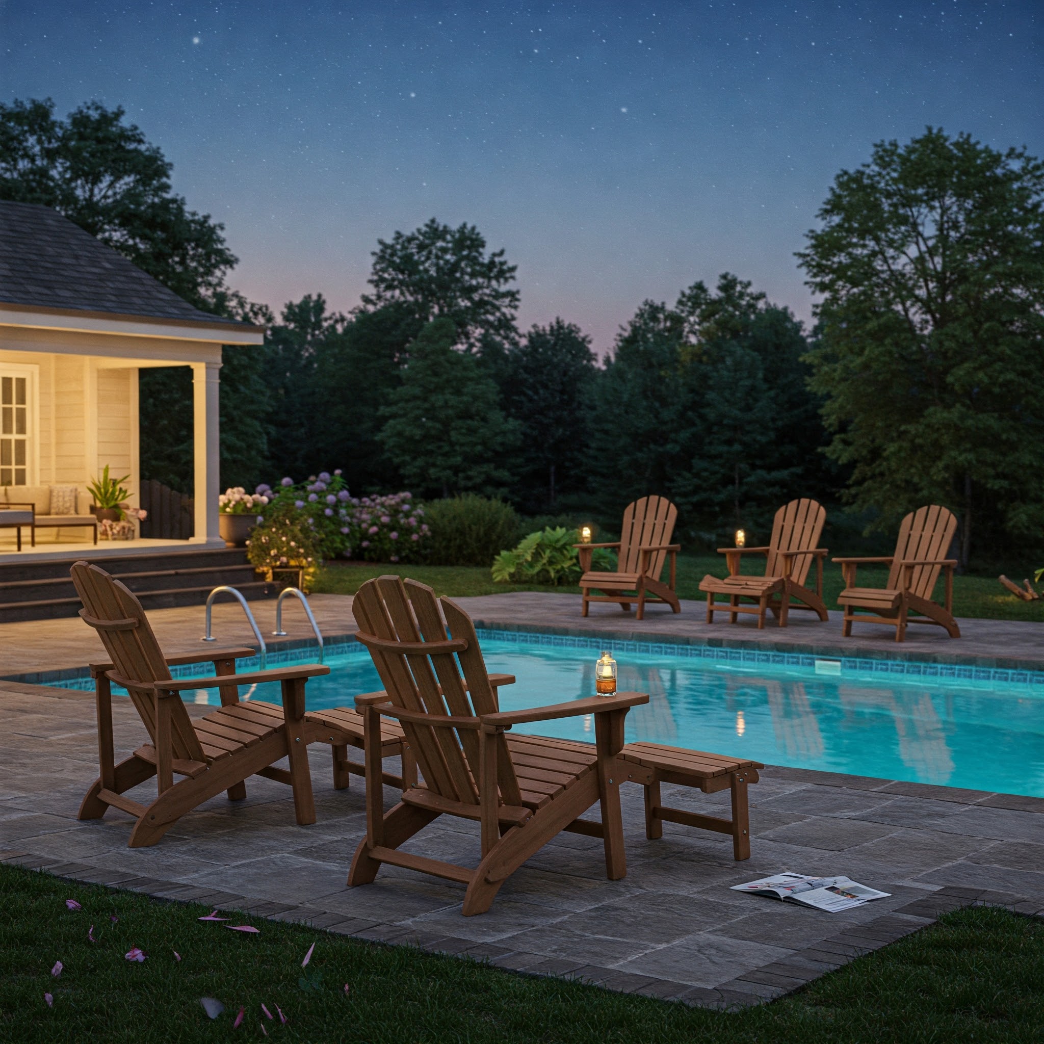 Adjustable Adirondack Chair with Retractable Ottoman
