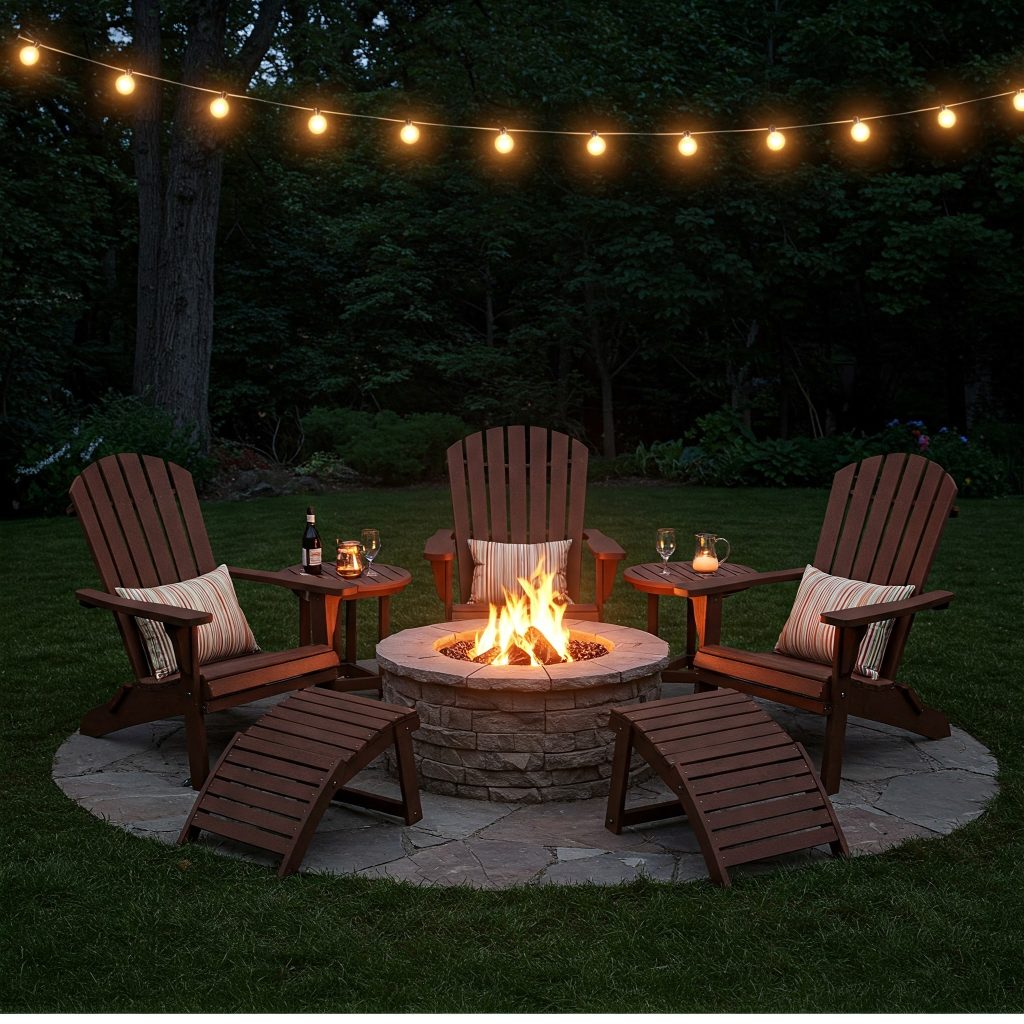 Adjustable Adirondack Chair with Retractable Ottoman