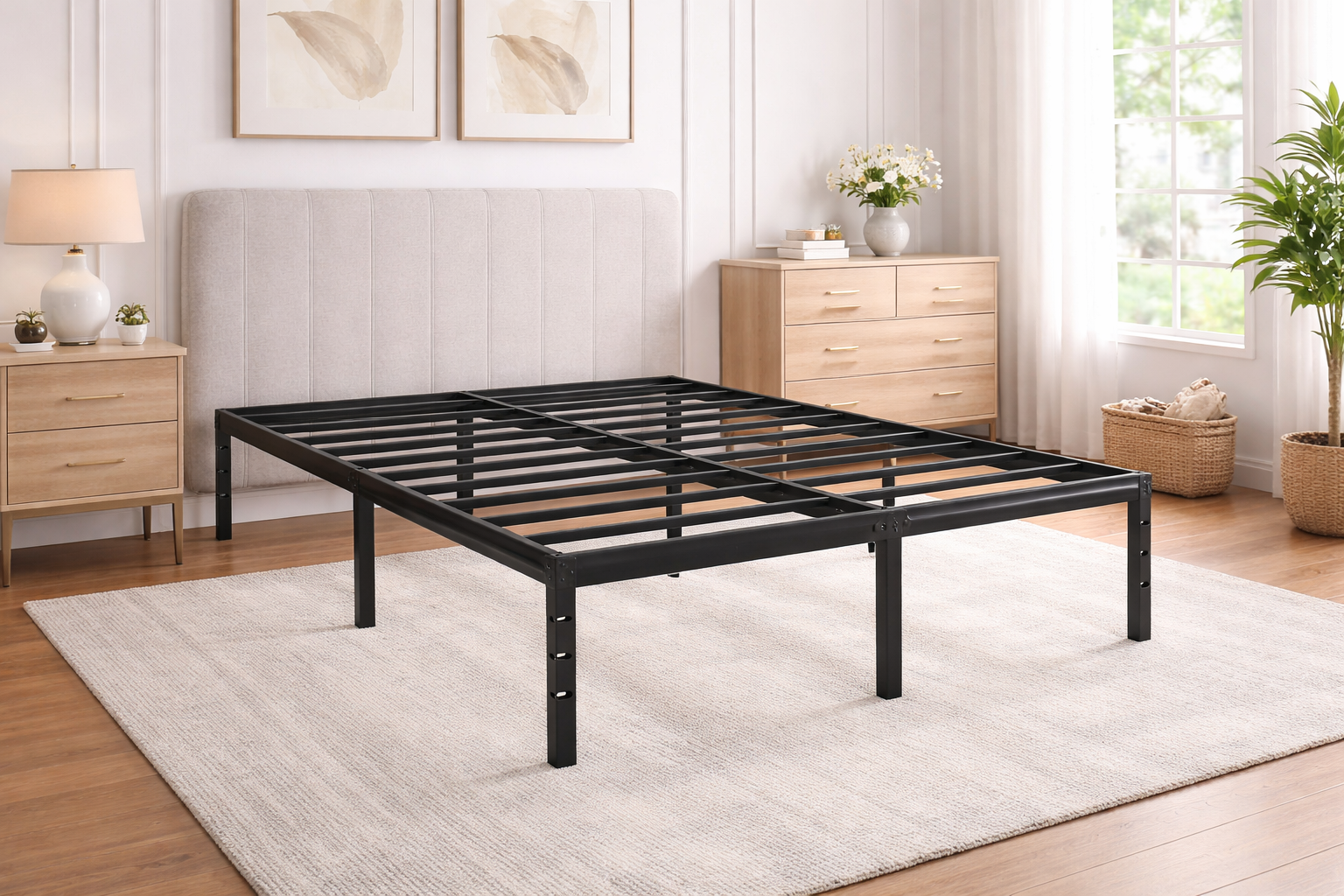 JETO Metal Platform Bed Frame