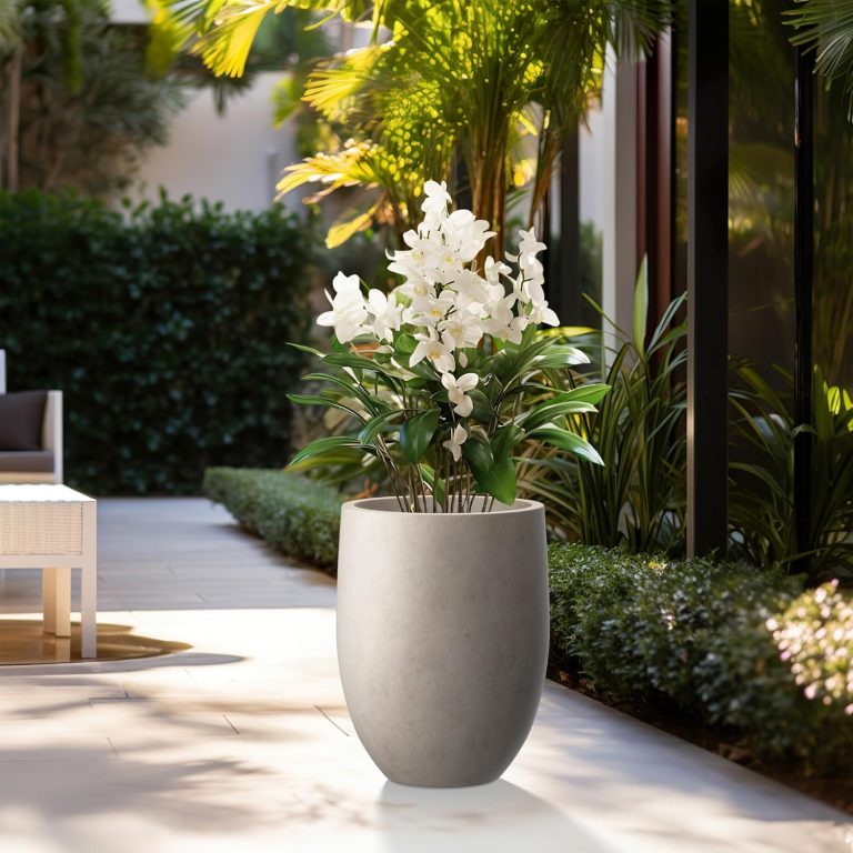 Weathered Concrete Tall Planter